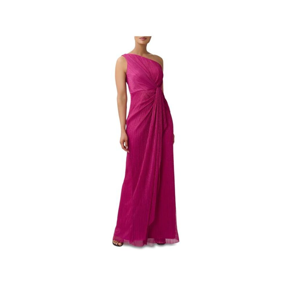 ADRIANNA PAPELL Womens Pink Twist With Cascade Side Front Sleeveless Dress 2